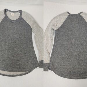 Sundry Texture Raglan Pullover Heather Grey Long Sleeve Size 1 S Cotton Blend